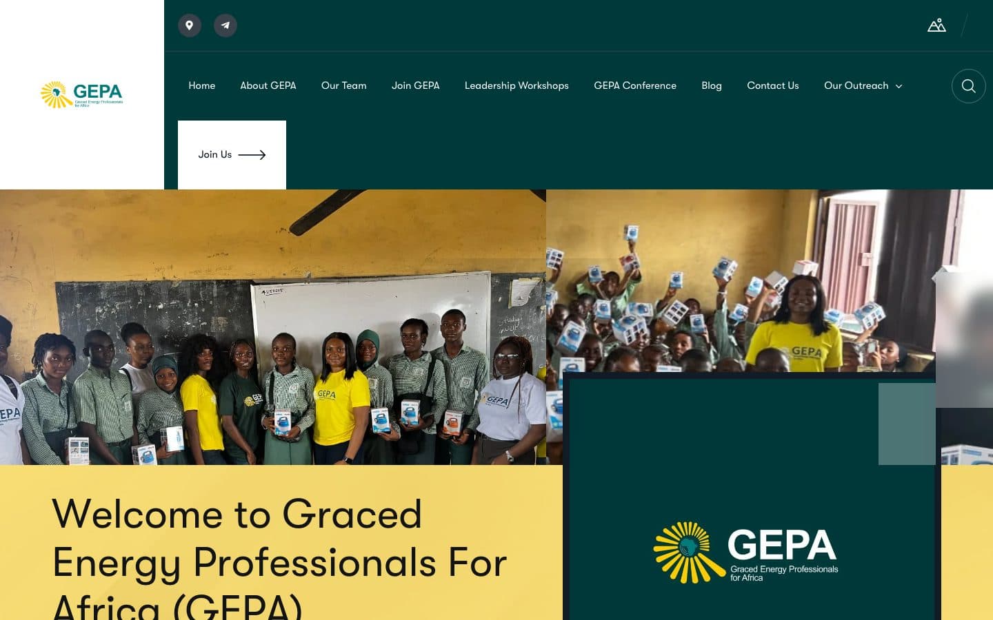 Screenshot of the GEPA website built by Chyberr.