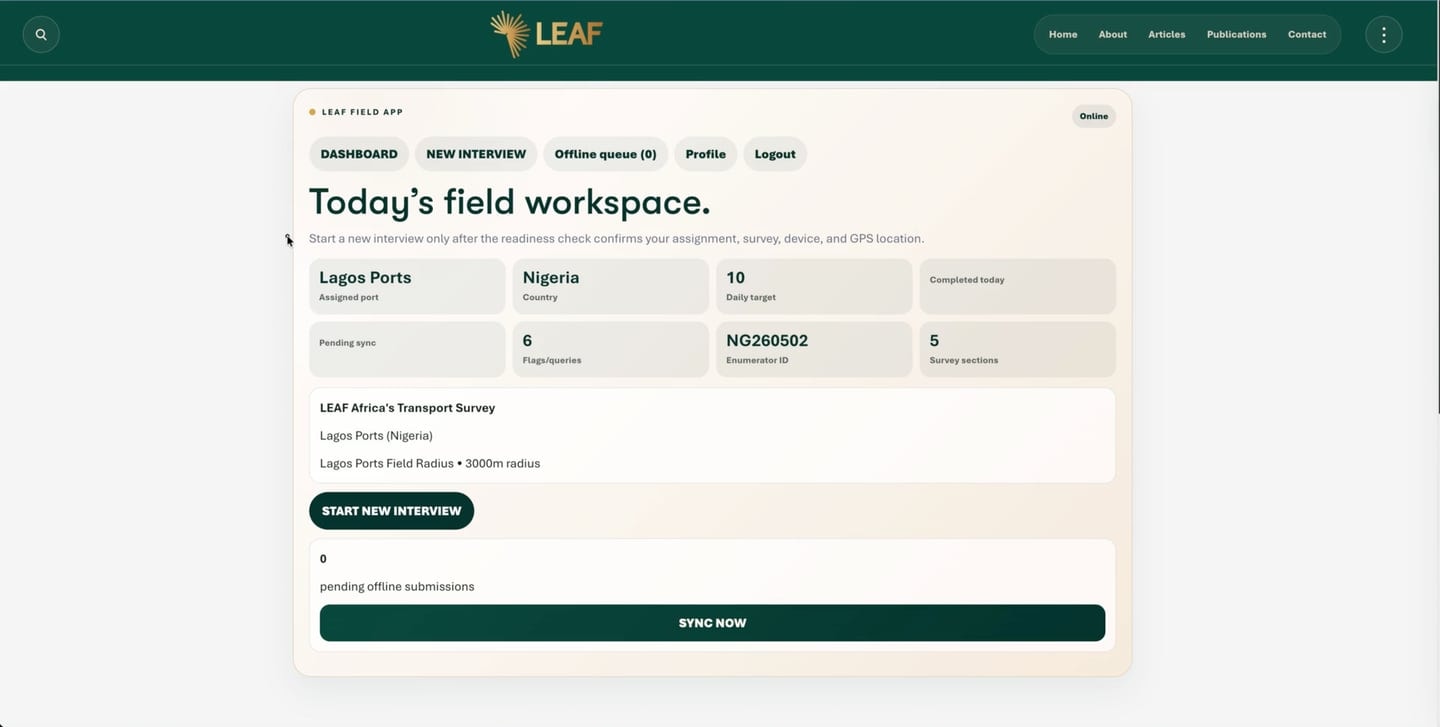 LEAF Field Survey OS, operations software built by Chyberr.