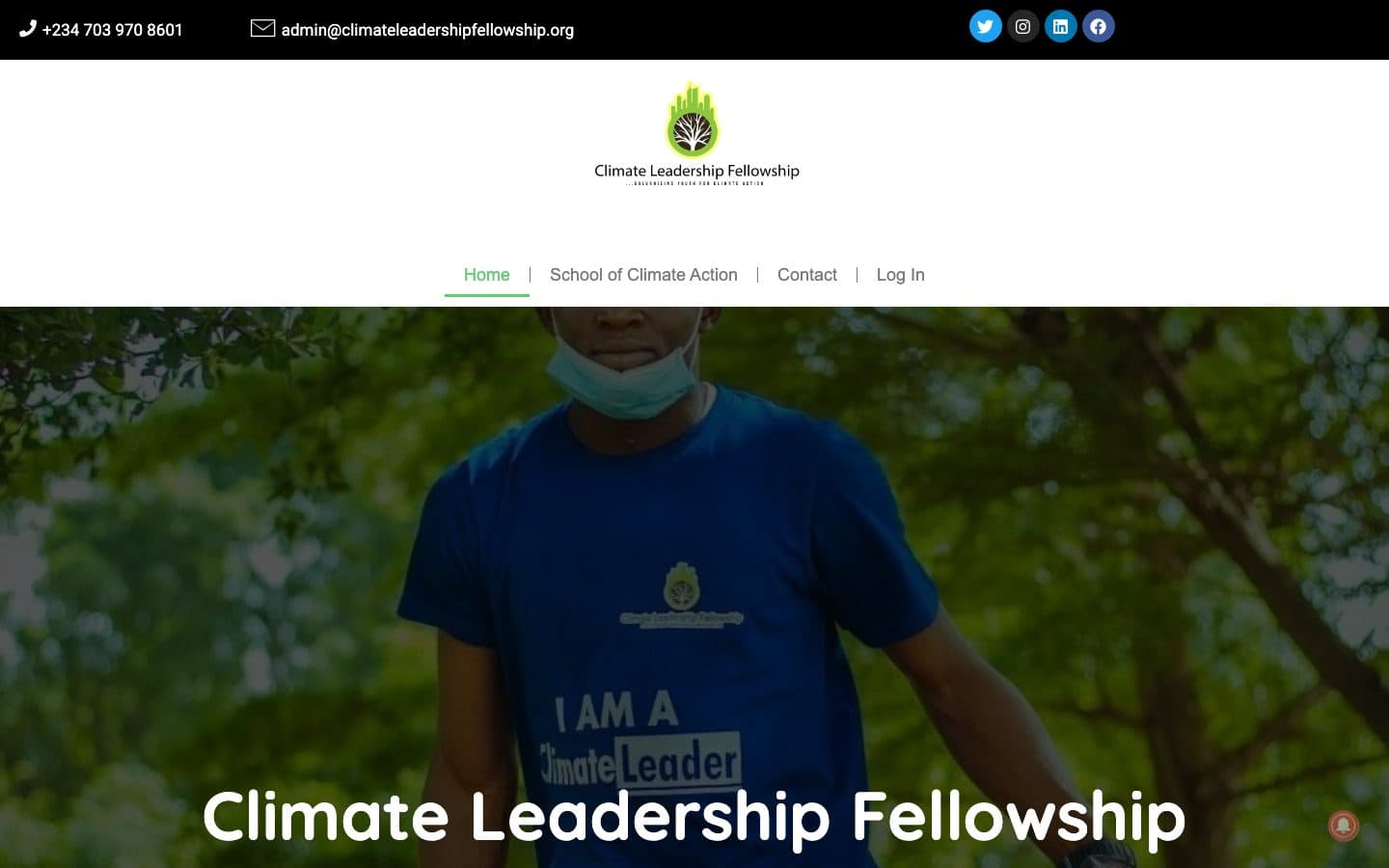Screenshot of the Climate Leadership Fellowship website built by Chyberr.